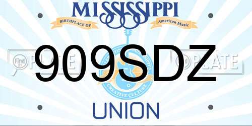 909SDZ Mississippi License Plate