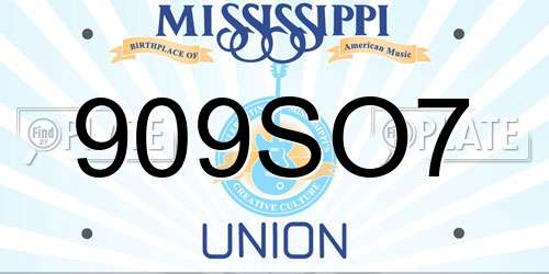 909SO7 Mississippi License Plate