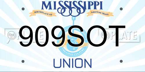 909SOT Mississippi License Plate