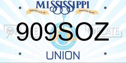909SOZ Mississippi License Plate