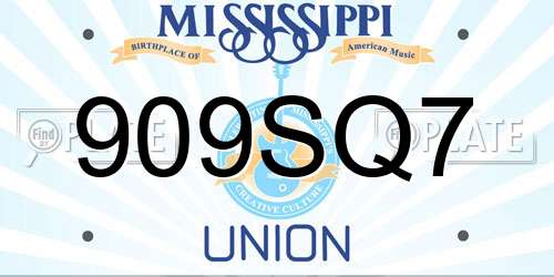 909SQ7 Mississippi License Plate