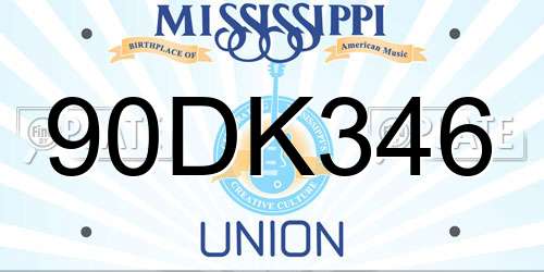 90DK346 Mississippi License Plate