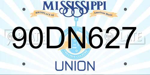 90DN627 Mississippi License Plate