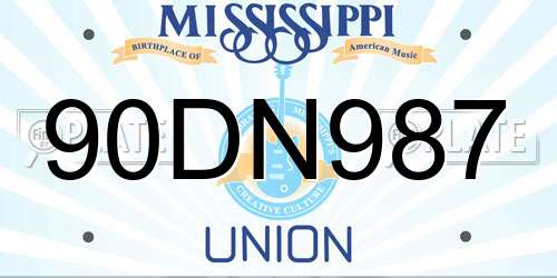 90DN987 Mississippi License Plate