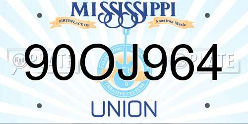 90OJ964 Mississippi License Plate