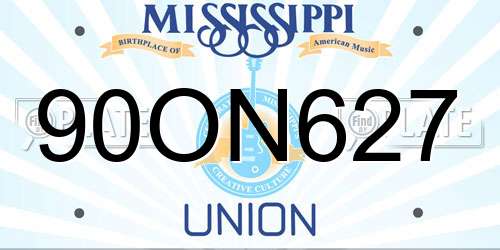 90ON627 Mississippi License Plate
