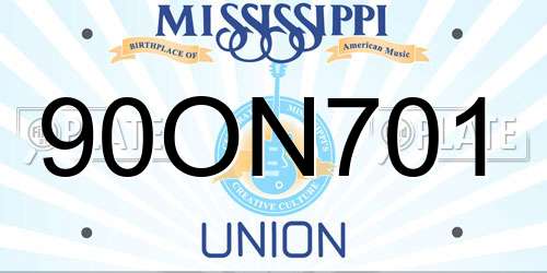 90ON701 Mississippi License Plate