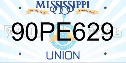 90PE629 Mississippi License Plate