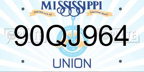 90QJ964 Mississippi License Plate