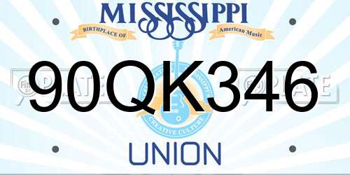 90QK346 Mississippi License Plate