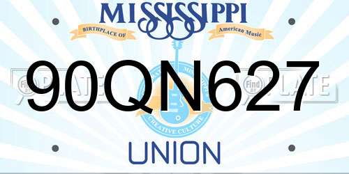 90QN627 Mississippi License Plate