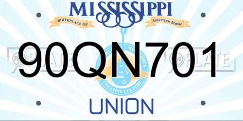 90QN701 Mississippi License Plate