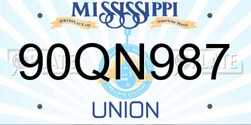 90QN987 Mississippi License Plate