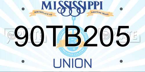 90TB205 Mississippi License Plate