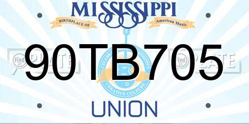 90TB705 Mississippi License Plate