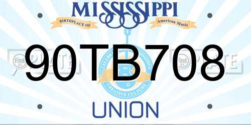 90TB708 Mississippi License Plate