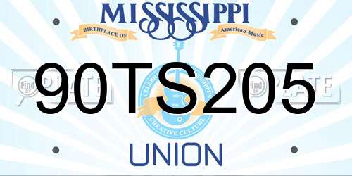 90TS205 Mississippi License Plate