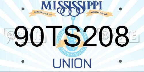 90TS208 Mississippi License Plate