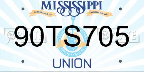 90TS705 Mississippi License Plate