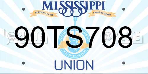 90TS708 Mississippi License Plate