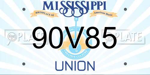 90V85 Mississippi License Plate