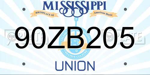 90ZB205 Mississippi License Plate