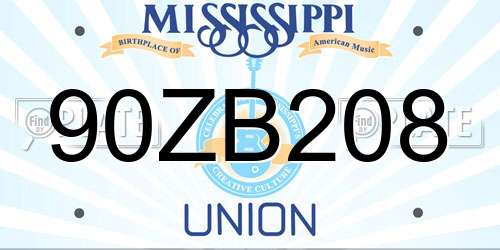 90ZB208 Mississippi License Plate
