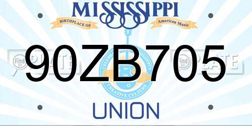 90ZB705 Mississippi License Plate
