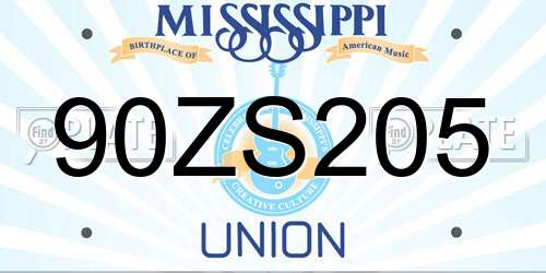 90ZS205 Mississippi License Plate