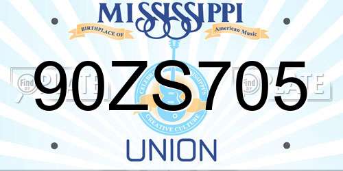 90ZS705 Mississippi License Plate