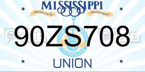 90ZS708 Mississippi License Plate