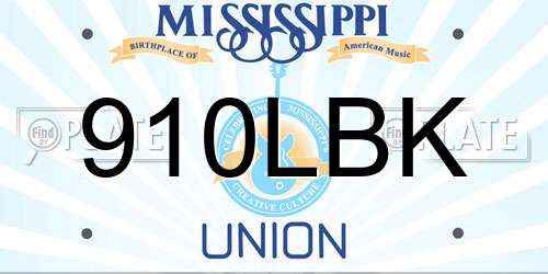 910LBK Mississippi License Plate