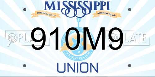 910M9 Mississippi License Plate