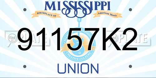 91157K2 Mississippi License Plate
