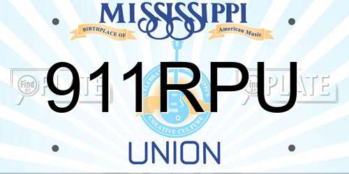 911RPU Mississippi License Plate