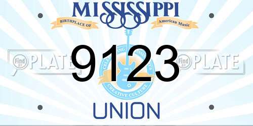 9123 Mississippi License Plate