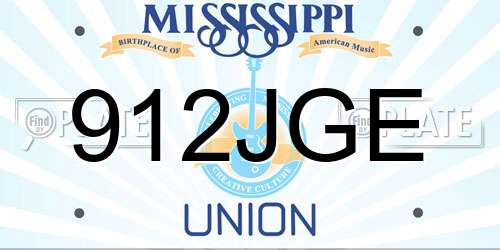 912JGE Mississippi License Plate