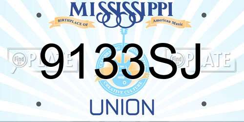 9133SJ Mississippi License Plate
