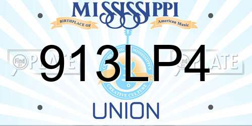 913LP4 Mississippi License Plate