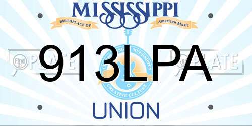 913LPA Mississippi License Plate