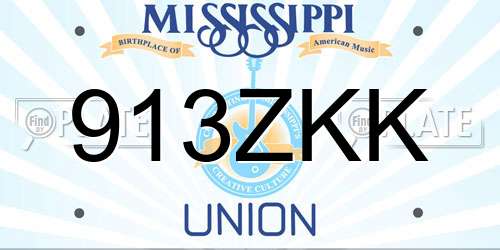 913ZKK Mississippi License Plate
