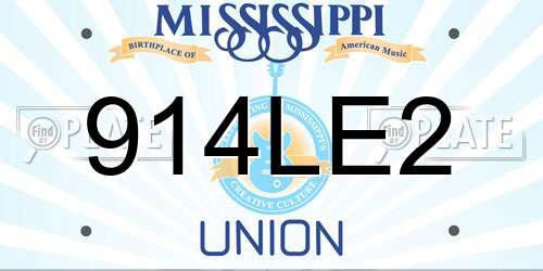 914LE2 Mississippi License Plate