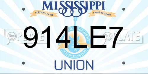 914LE7 Mississippi License Plate