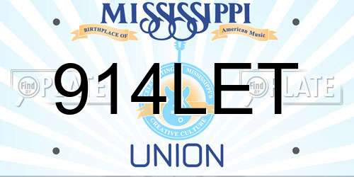 914LET Mississippi License Plate