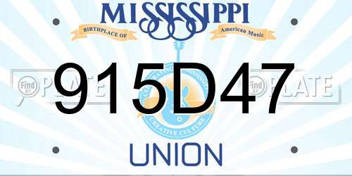 915D47 Mississippi License Plate