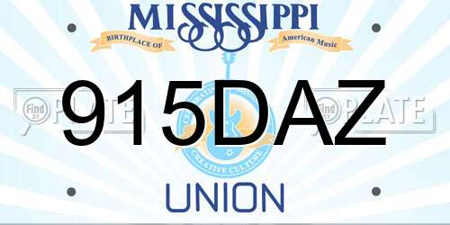 915DAZ Mississippi License Plate