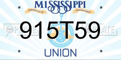915T59 Mississippi License Plate