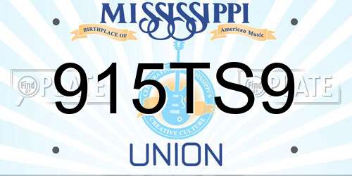 915TS9 Mississippi License Plate
