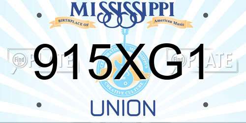 915XG1 Mississippi License Plate