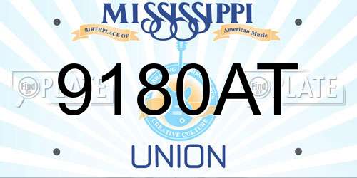 9180AT Mississippi License Plate